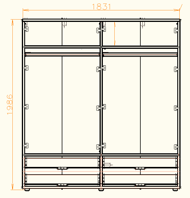 Шкаф для одежды Spazio Fourdoor с зеркалом и ящиками 1831х500х1986 мм Антрацит (SP-4DADZ) - фото 3