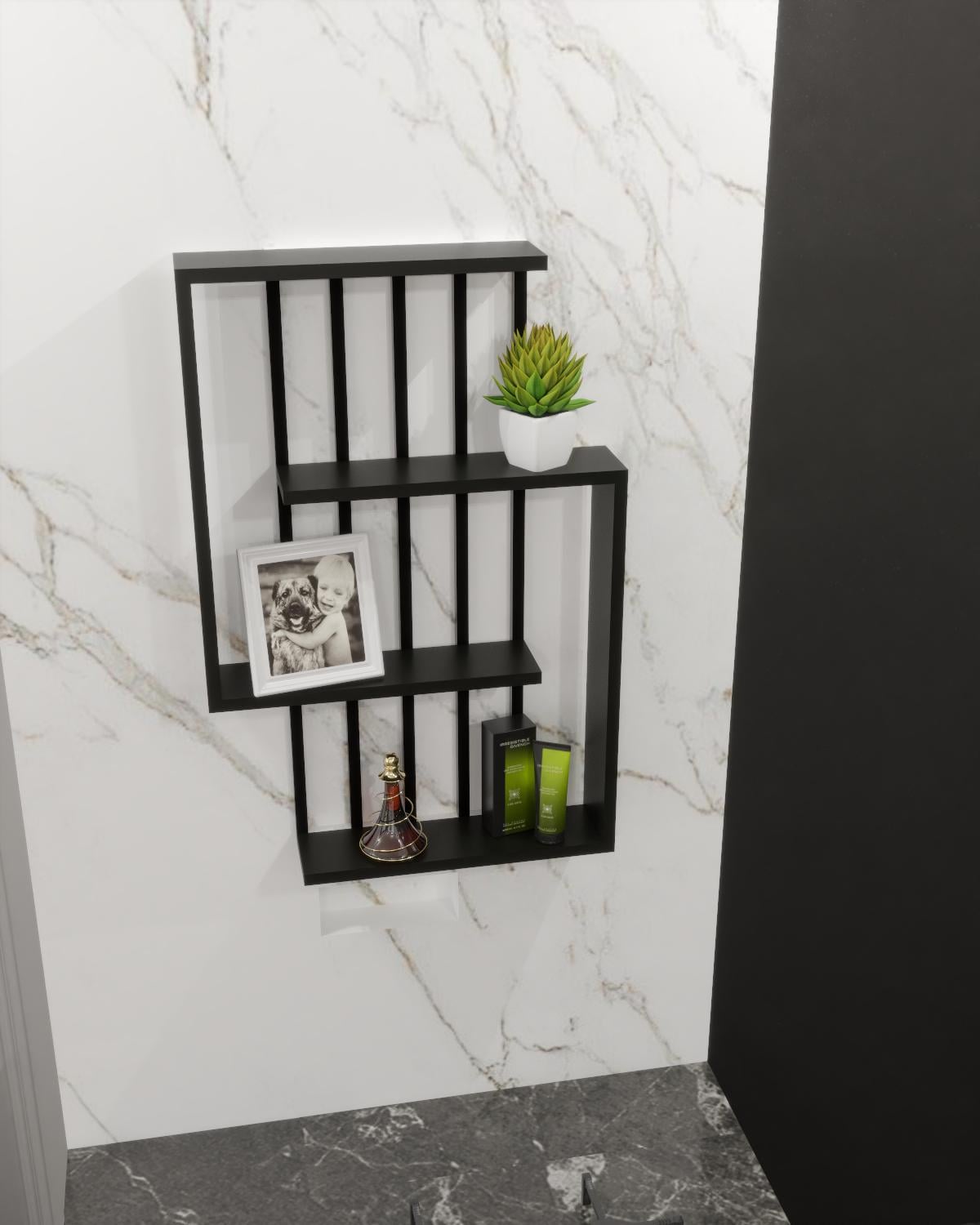 Полиця настінна EcoLoft NasTina DSP-1431-5 в стилі лофт Чорний (DSP-1431-5)