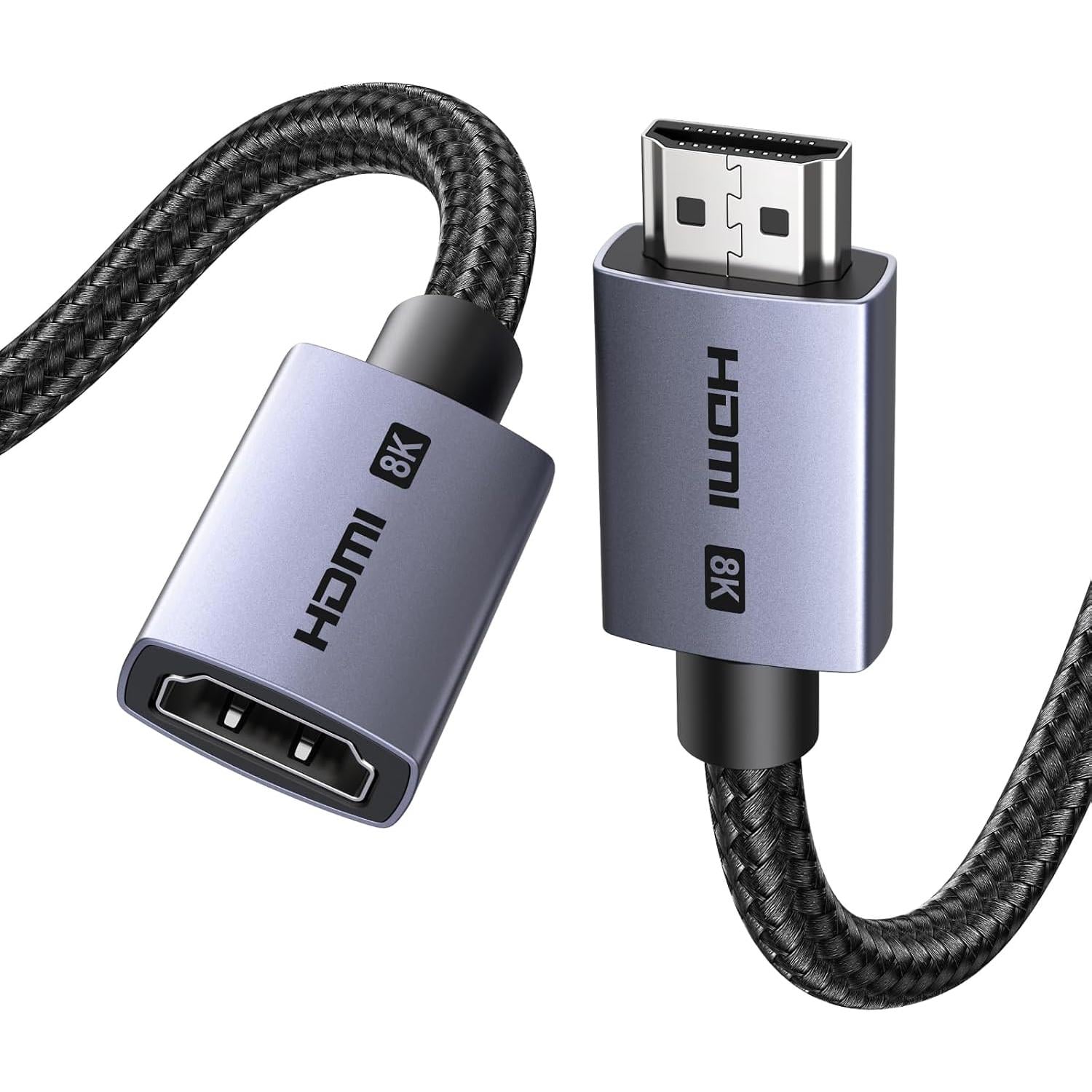 Кабель-удлинитель HDMI UGREEN HD165 2 м HDMI 2.1 штекер на гнездо до 8K при 60 Гц eARC HDR10+ Dolby Vision VRR до 48 Гбит/с Черный (95927)