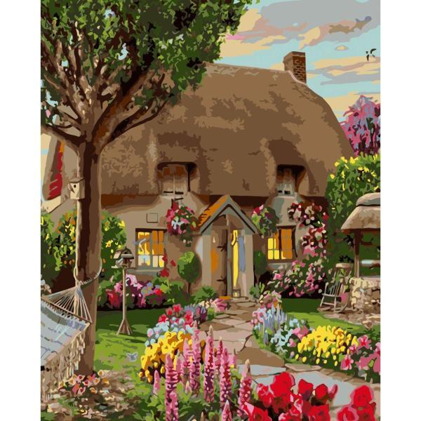 Картина по номерам Strateg Деревенская Вечер на даче 40х50 см в термопакете (VA-0221-mt)