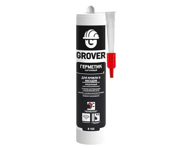 Герметик каучуковий Grover R100 для покрівлі та фасадів 300 мл Прозорий (1421732617)