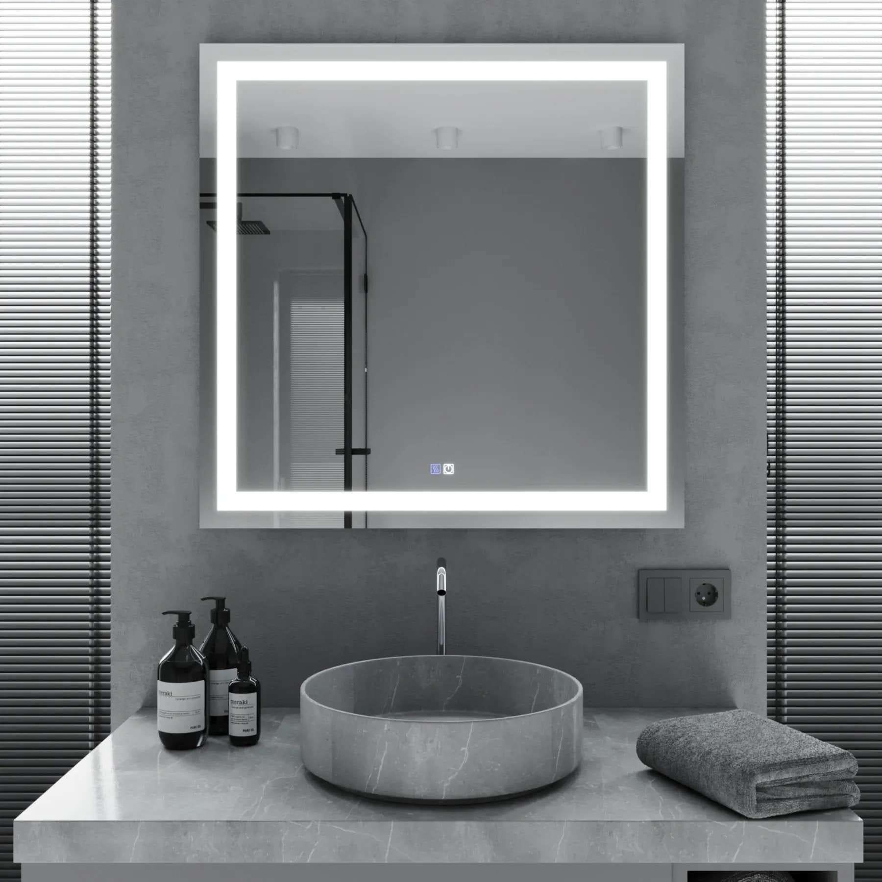 Зеркало для ванной комнаты Mironiks прямоугольное с фронтальной LED-подсветкой 900x700 мм (FR-MRKS-309069)