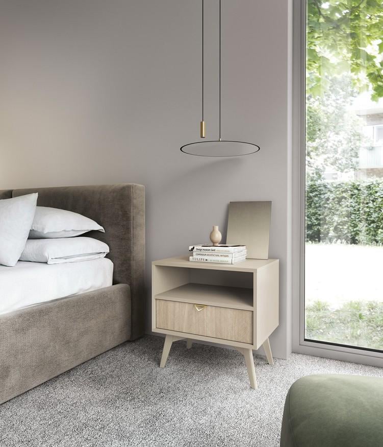 Тумба прикроватная Perfect Home Forest S54 с 1 ящиком Бежевый песочный/Пихта сканди (PFH-091486)