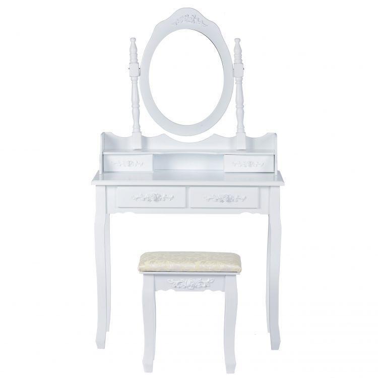 Туалетний столик Wooden Dresser C2 із табуретом Білий (3050) - фото 3 Туалетний столик Wooden Dresser C2 із табуретом Білий (3050) - фото 3