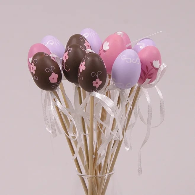 Декорация пасхальная на пике Flora Писанка микс 12 шт.(44046)