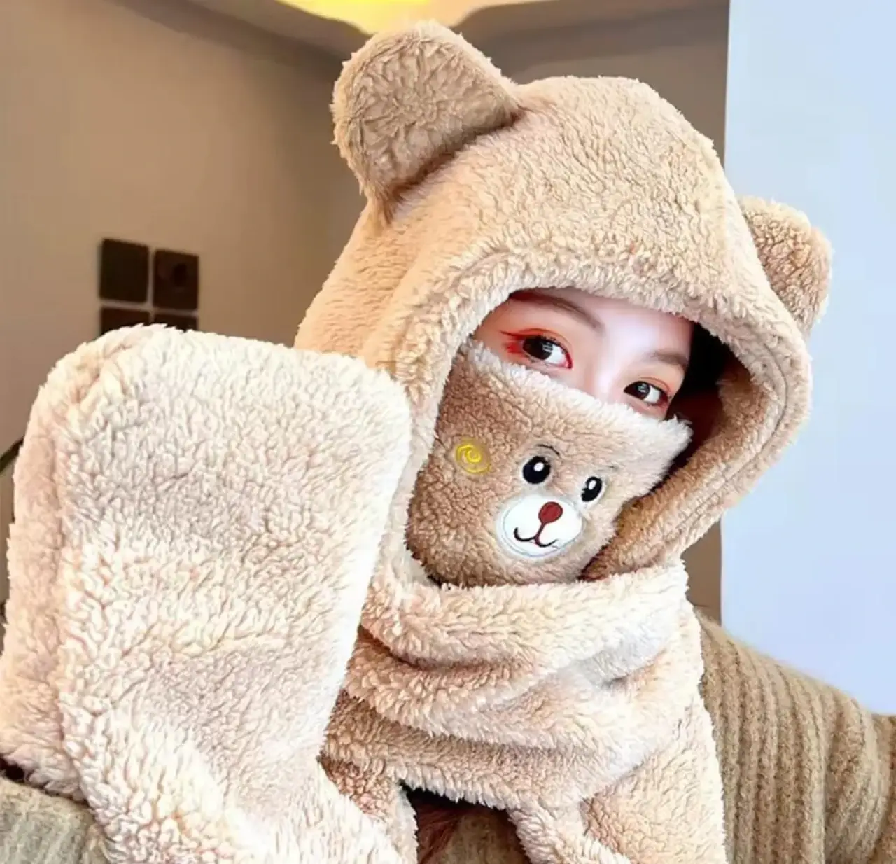 Набір жіночий шапка/шарф з рукавичками One Size (30231078) - фото 2 Набір жіночий шапка/шарф з рукавичками One Size (30231078) - фото 2