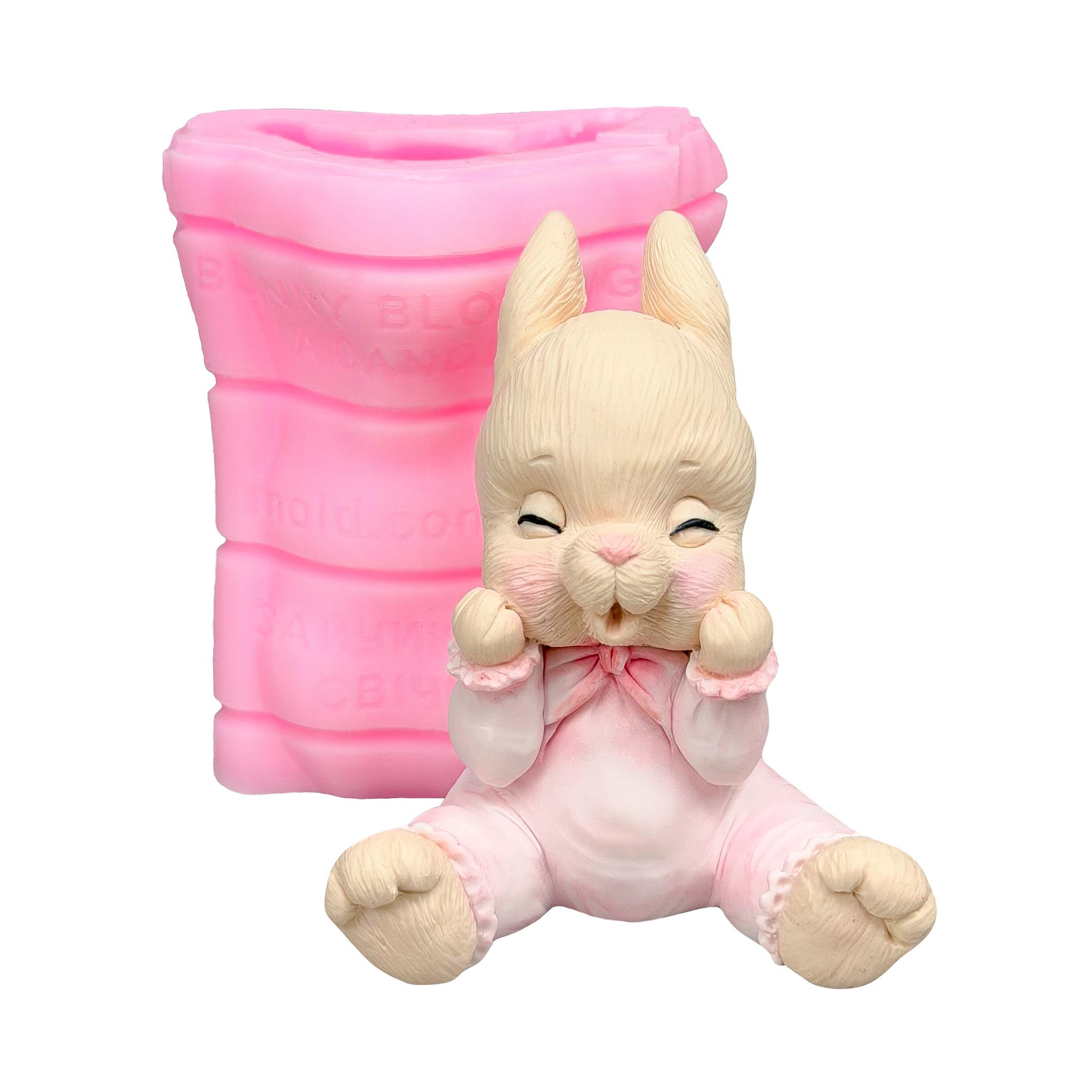 Молд силіконовий Зайчик дує свічку (12733)