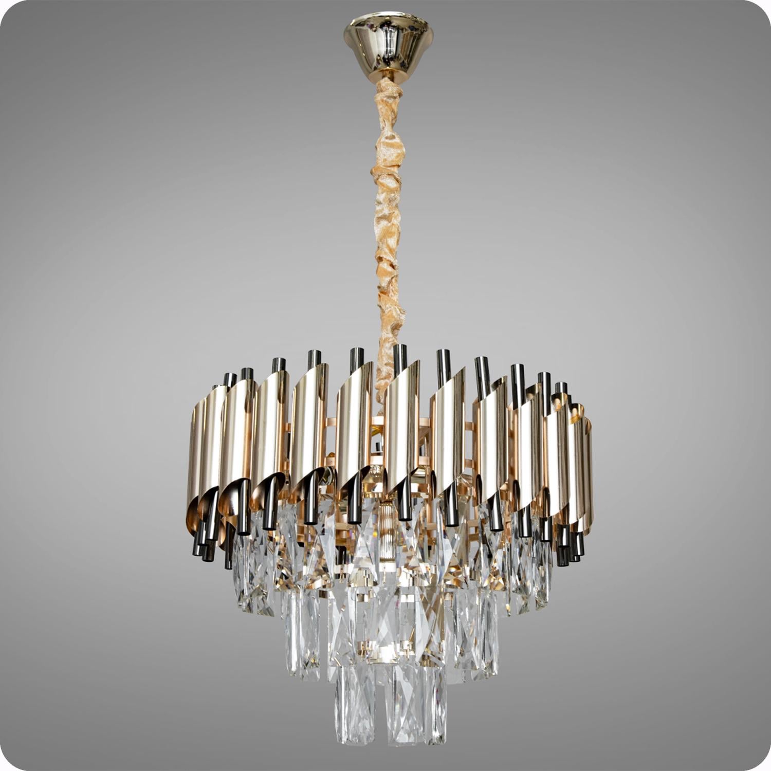 Люстра хрустальная светодиодная 517 Dlight на 5 ламп E14 Золотой/Черный/Хром (02016)