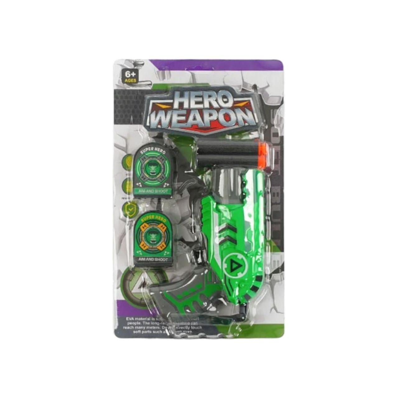 Пистолет "Hero Weapon" с 6 мягкими патронами и мишенями Зеленый (125697-2) Пистолет "Hero Weapon" с 6 мягкими патронами и мишенями Зеленый (125697-2)