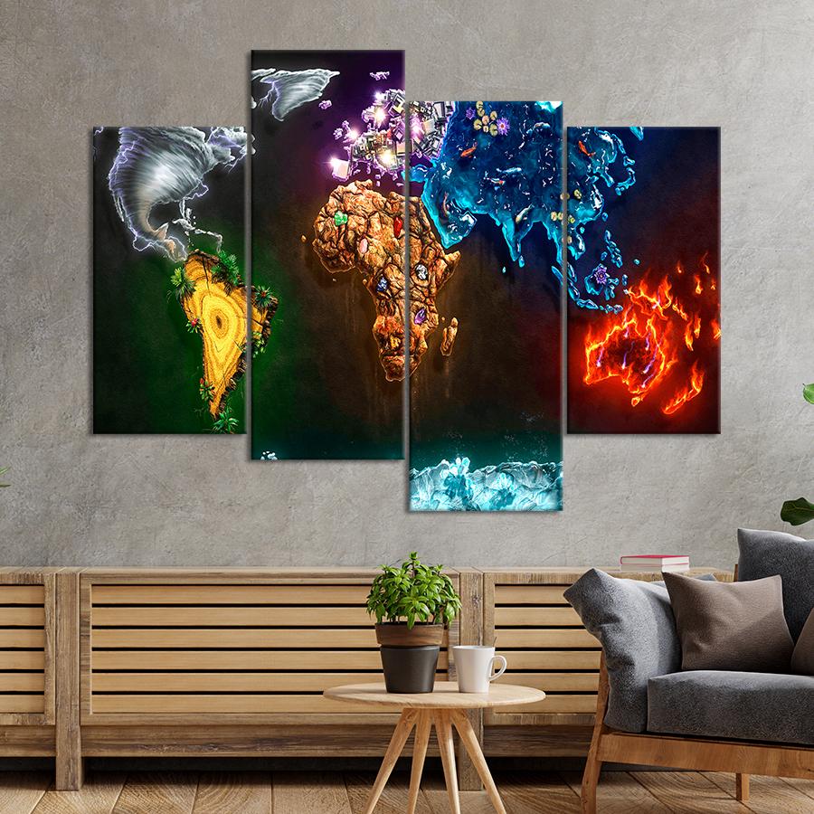 Картина карта Карта мира в стилистике стихий природы 89x56 см (A1369-4)