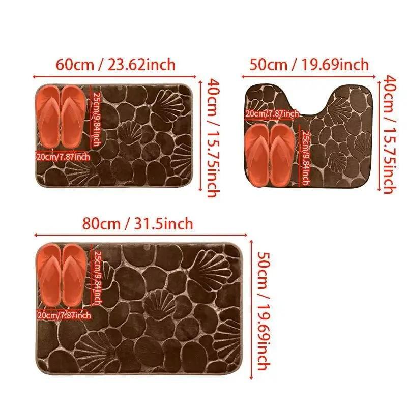 Набор ковриков для ванной и туалета Морской пляж с эффектом памяти 3 шт. Коричневый (7802519) - фото 5 Набор ковриков для ванной и туалета Морской пляж с эффектом памяти 3 шт. Коричневый (7802519) - фото 5