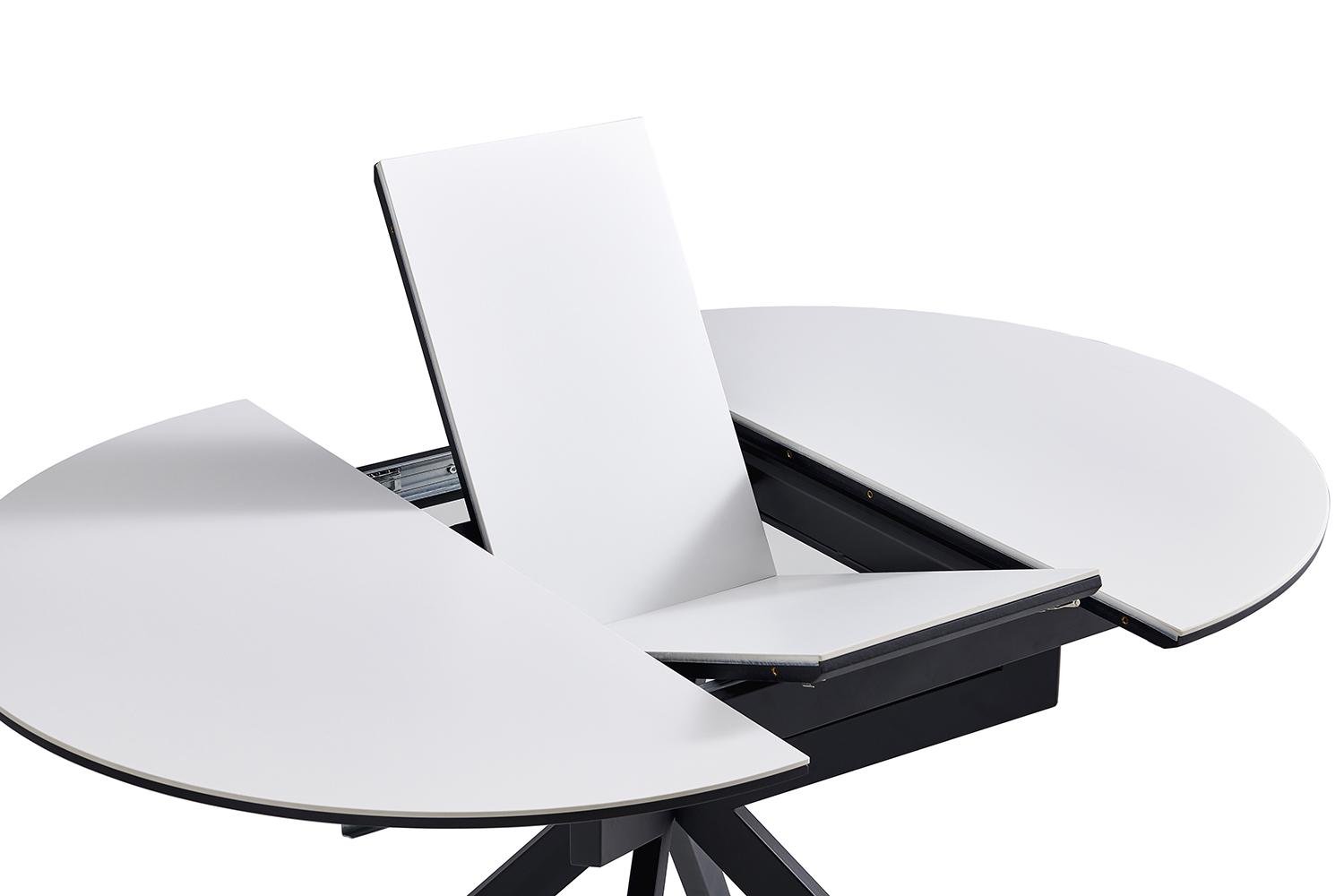 Стол обеденный Tilla раскладной 4-6 мест 105 см Pure white ceramic top black base (16208) - фото 5