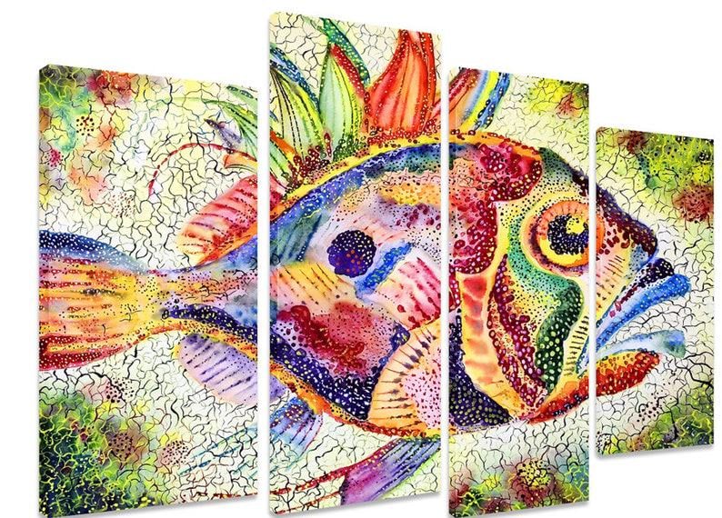 Модульная картина KIL Art Чудо-рыба на холсте из четырех частей 129x90 см (M4_L_270)