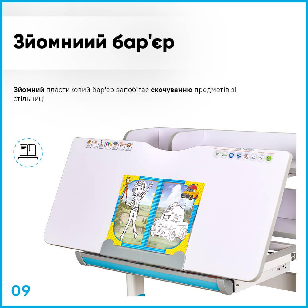 Детская школьная парта со стулом Evo-Kids BD-21 BL Голубой - фото 9