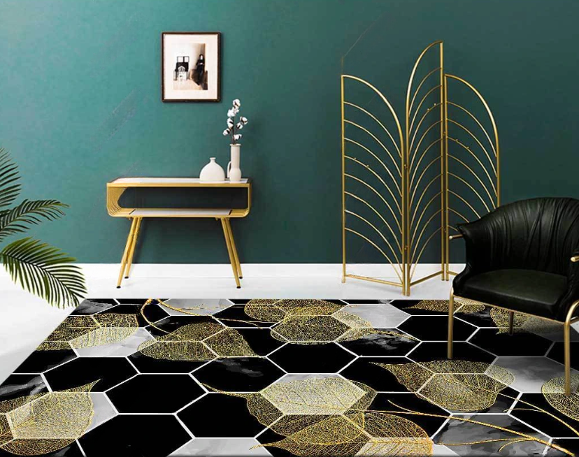 Грязезащитный коврик придверный Растительный принт резиновый 120х180 см (KRS038)