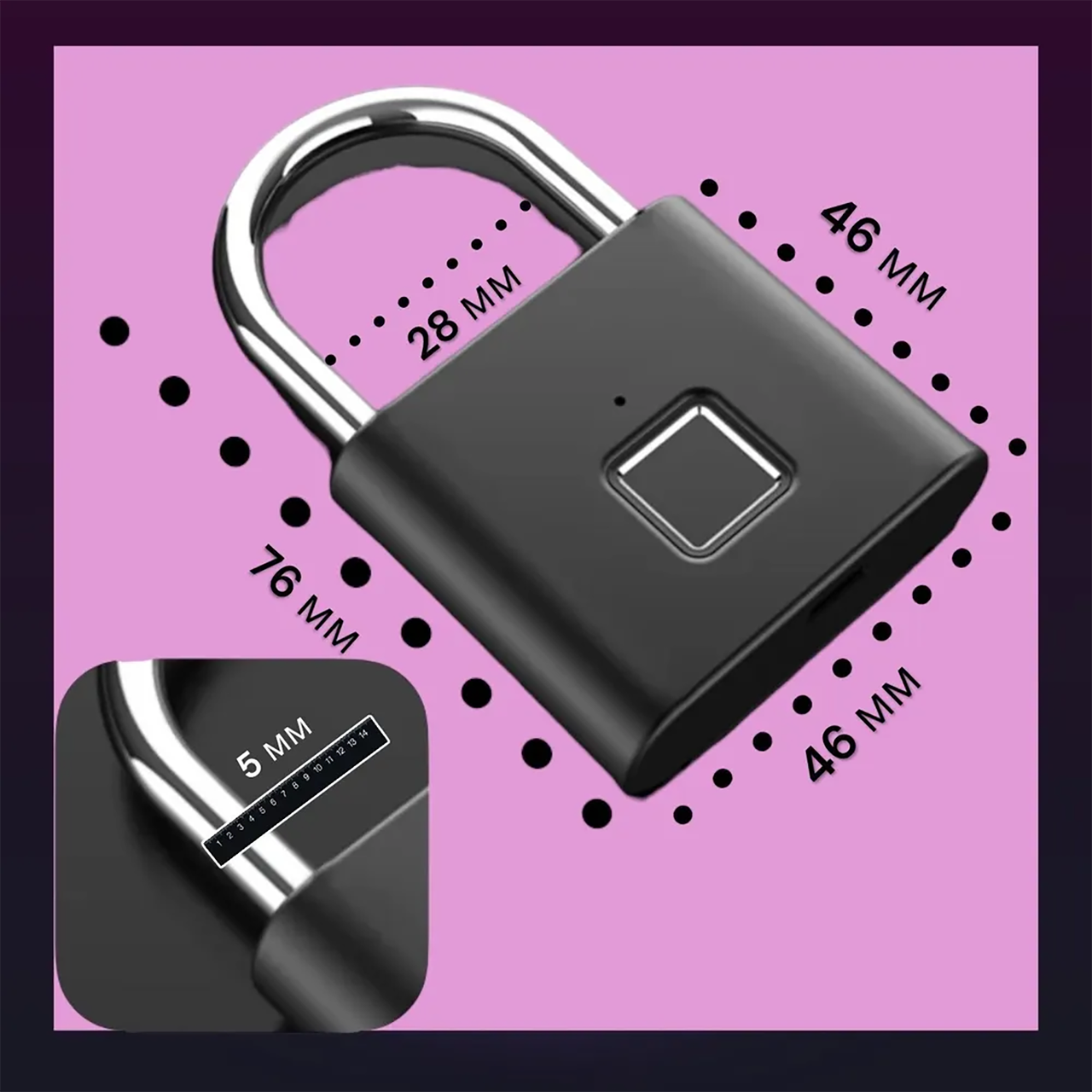 Замок биометрический навесной с отпечатком пальца без ключей Умный водонепроницаемый замок Черный - фото 7 Замок биометрический навесной с отпечатком пальца без ключей Умный водонепроницаемый замок Черный - фото 7