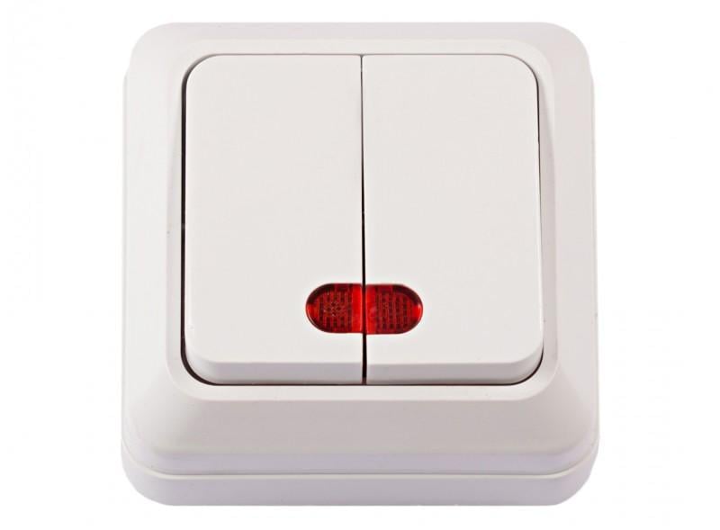 Выключатель двухклавишный Luxel накладной 2006 OPERA з/п Белый (27552132)