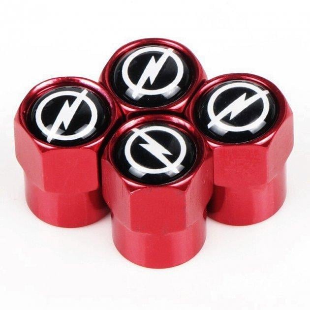 Набор колпачков на ниппель для автомобиля SUNROZ Caps Short Opel 4 шт. Red