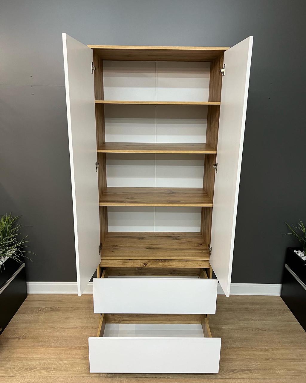 Шафа Кватро 2/2 з полицями 800х1990х470 мм Дуб аппалачі/Німфеа альба - фото 3 Шафа Кватро 2/2 з полицями 800х1990х470 мм Дуб аппалачі/Німфеа альба - фото 3