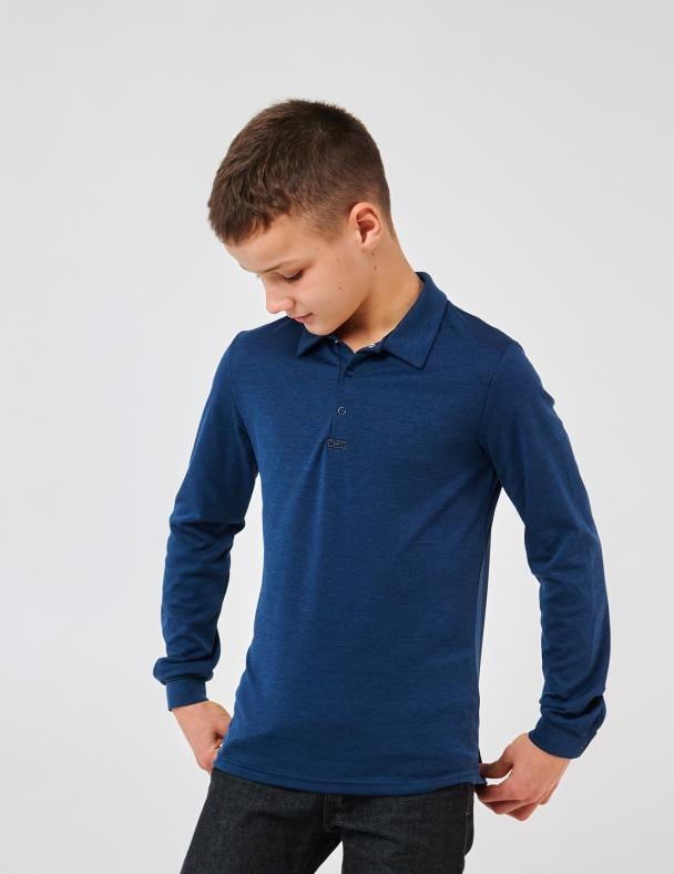 Поло для мальчика Smil Интерлок 164 см Синий меланж (114105) - фото 4
