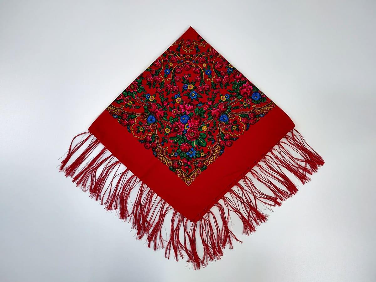 Платок украинский Цветочный размай 80x80 см Красный (30314582)