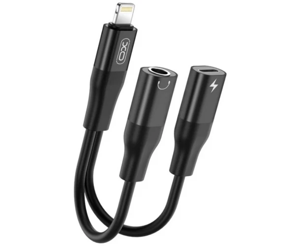 Кабель-переходник Bluetooth XO NB181B Lightning to Lightning Power/Audio AUX для iPhone 12 см Black