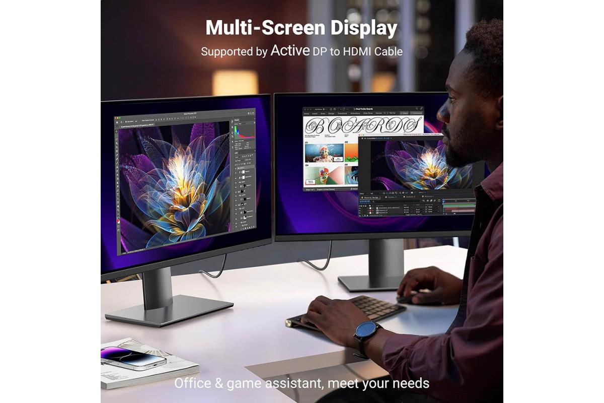 Кабель UGREEN DP119 DP 1,2 to HDMI 1 м Black (15773) - фото 7 Кабель UGREEN DP119 DP 1,2 to HDMI 1 м Black (15773) - фото 7