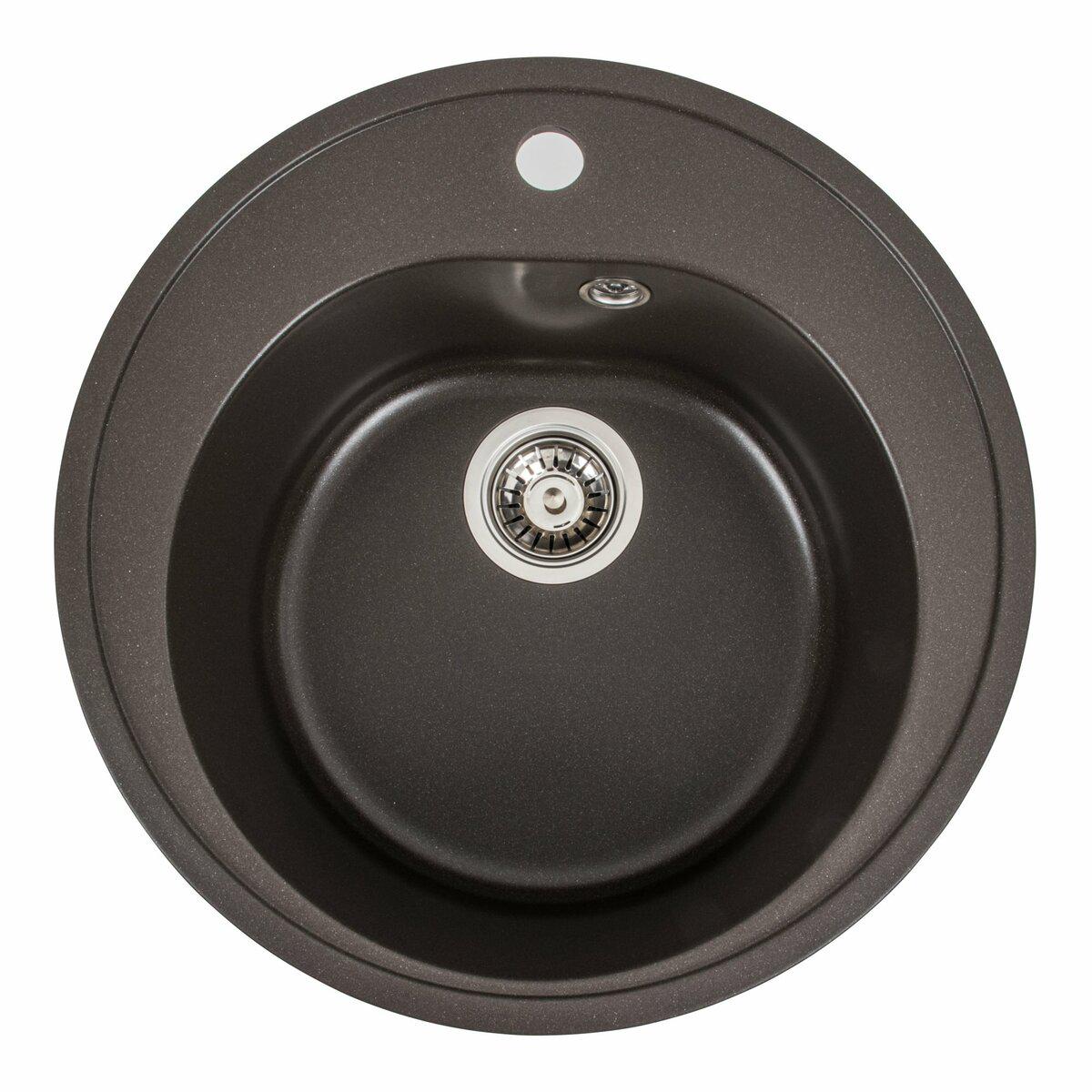 Мийка для кухні гранітна Valeso 510 LUNA Темна скеля матова (33312)