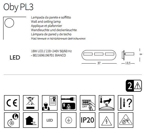 Спот Ideal Lux OBY PL3 (196701) - фото 3