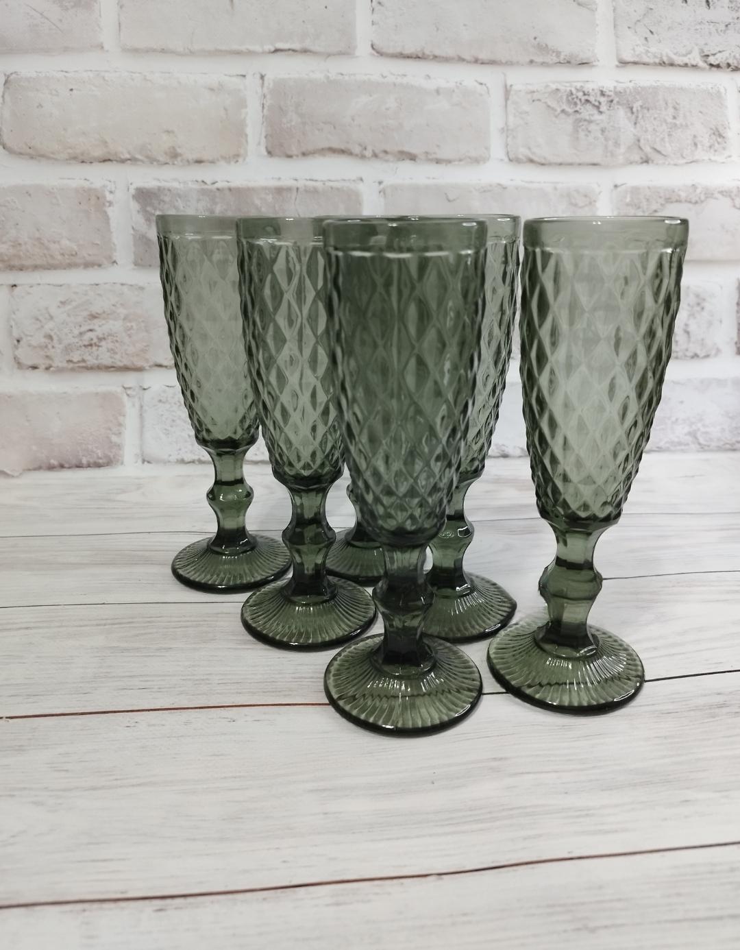 Набор бокалов для шампанского A-PLUS 9022 150 мл 6 шт черные