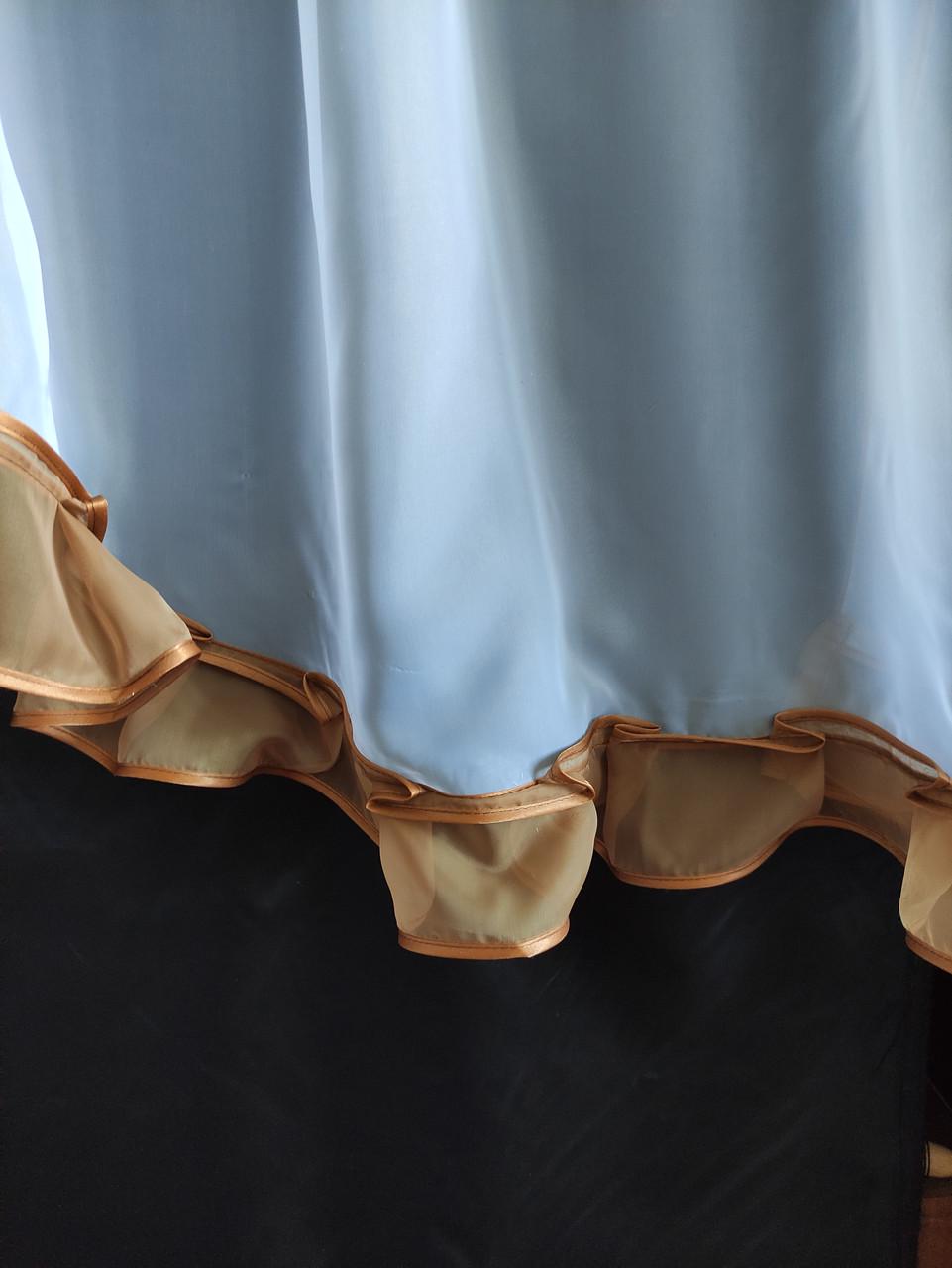 Тюль кухонная Ирис из двух частей органза и шифон 300х140 см. Белый с коричневым (уо-004) - фото 3