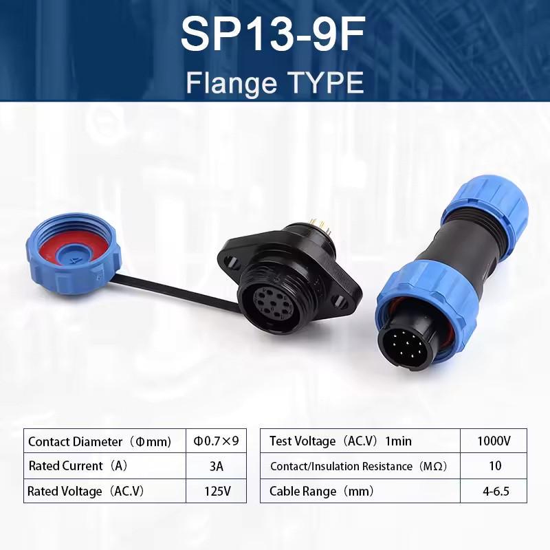 Разъем герметичный SP13 IP68 розетка/штекер на кабель SP13 9F-F-M 9pin 5 А (2735637999) - фото 5 Разъем герметичный SP13 IP68 розетка/штекер на кабель SP13 9F-F-M 9pin 5 А (2735637999) - фото 5