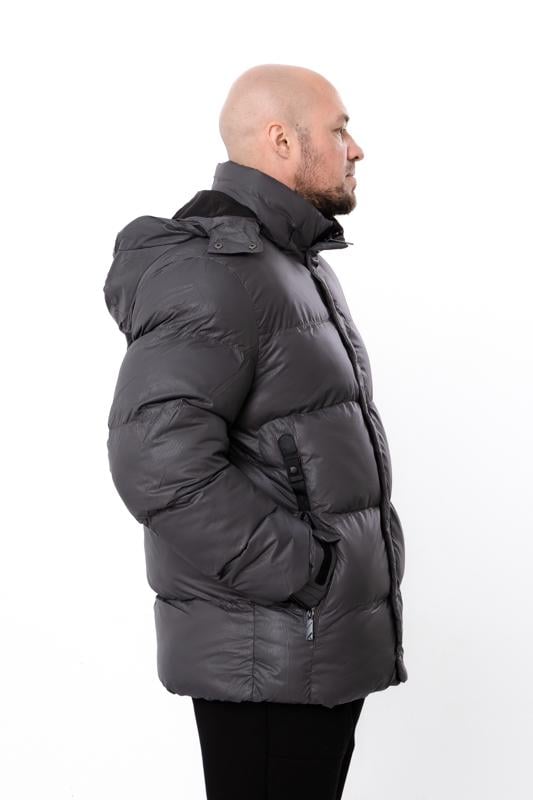 Куртка зимова стьобана чоловіча однотонна з відстібним капюшоном Носи Своє р. 50 Графітовий (16240) - фото 6 Куртка зимова стьобана чоловіча однотонна з відстібним капюшоном Носи Своє р. 50 Графітовий (16240) - фото 6