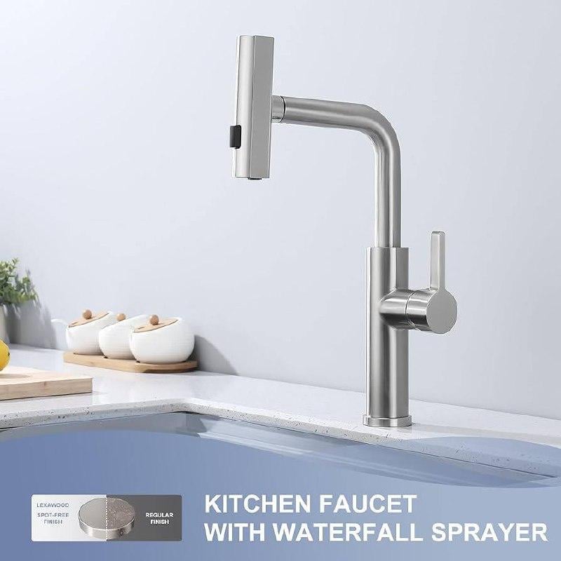 Смеситель для умывальника Epelli Multimodale satino с вытяжной воронкой (2226689005) - фото 9