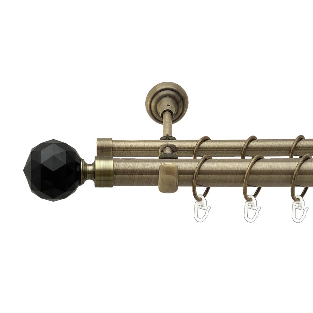 Карниз Orvit Люміера Неро металевий дворядний відкритий гладка труба кільце металеве 25/16 мм 300 см Антик (00-00024367)