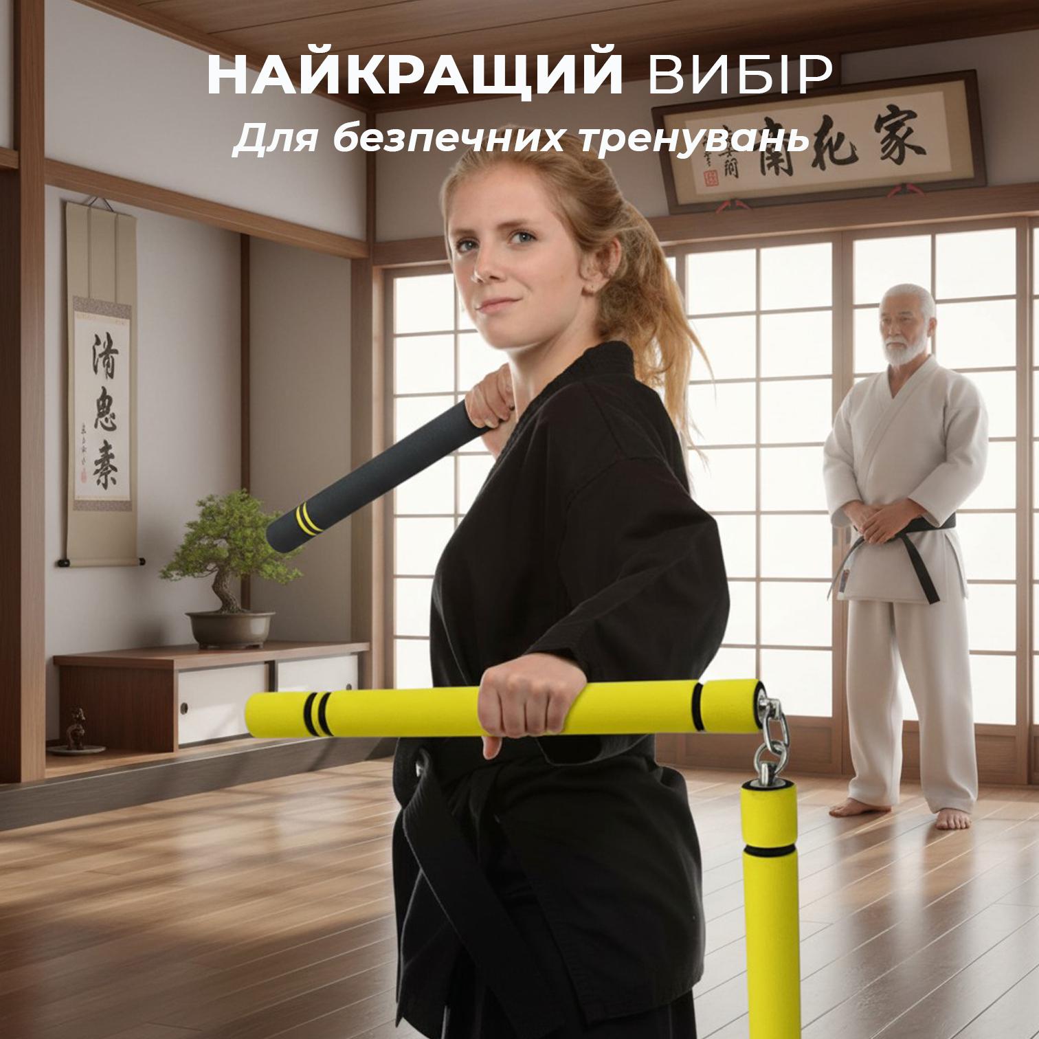 Нунчаки тренировочные Univerza с цепью неопреновым покрытием для начинающих Черно-желтый - фото 8 Нунчаки тренировочные Univerza с цепью неопреновым покрытием для начинающих Черно-желтый - фото 8