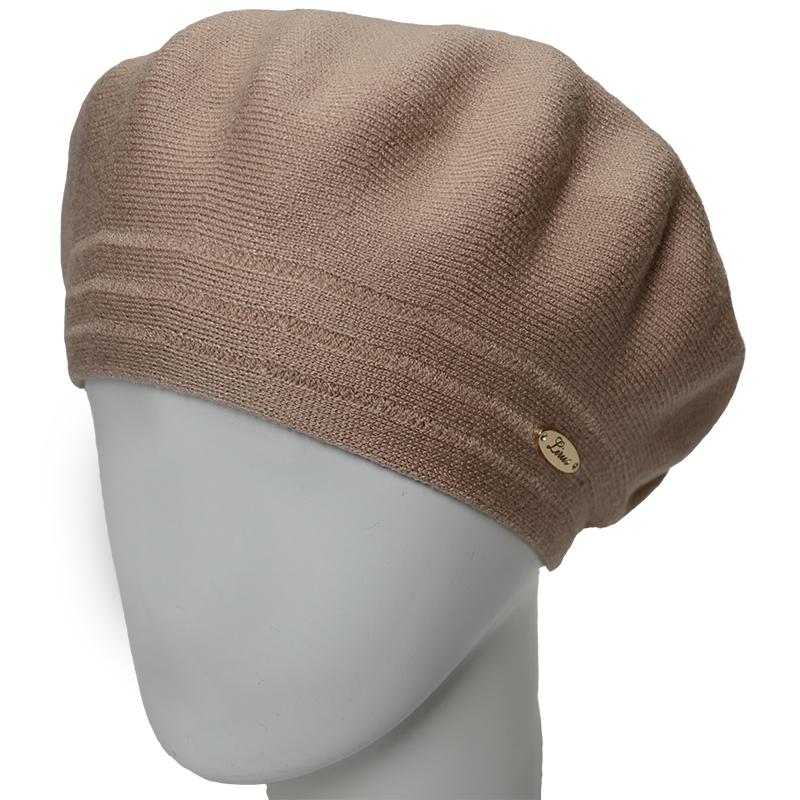 Берет женский Novita Шер из вискозной пряжи двойной L р. 57-58 Кофейный (116132)