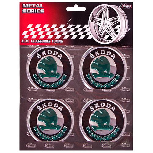 Наклейки на колпаки Skoda D 90 мм 4 шт. Green