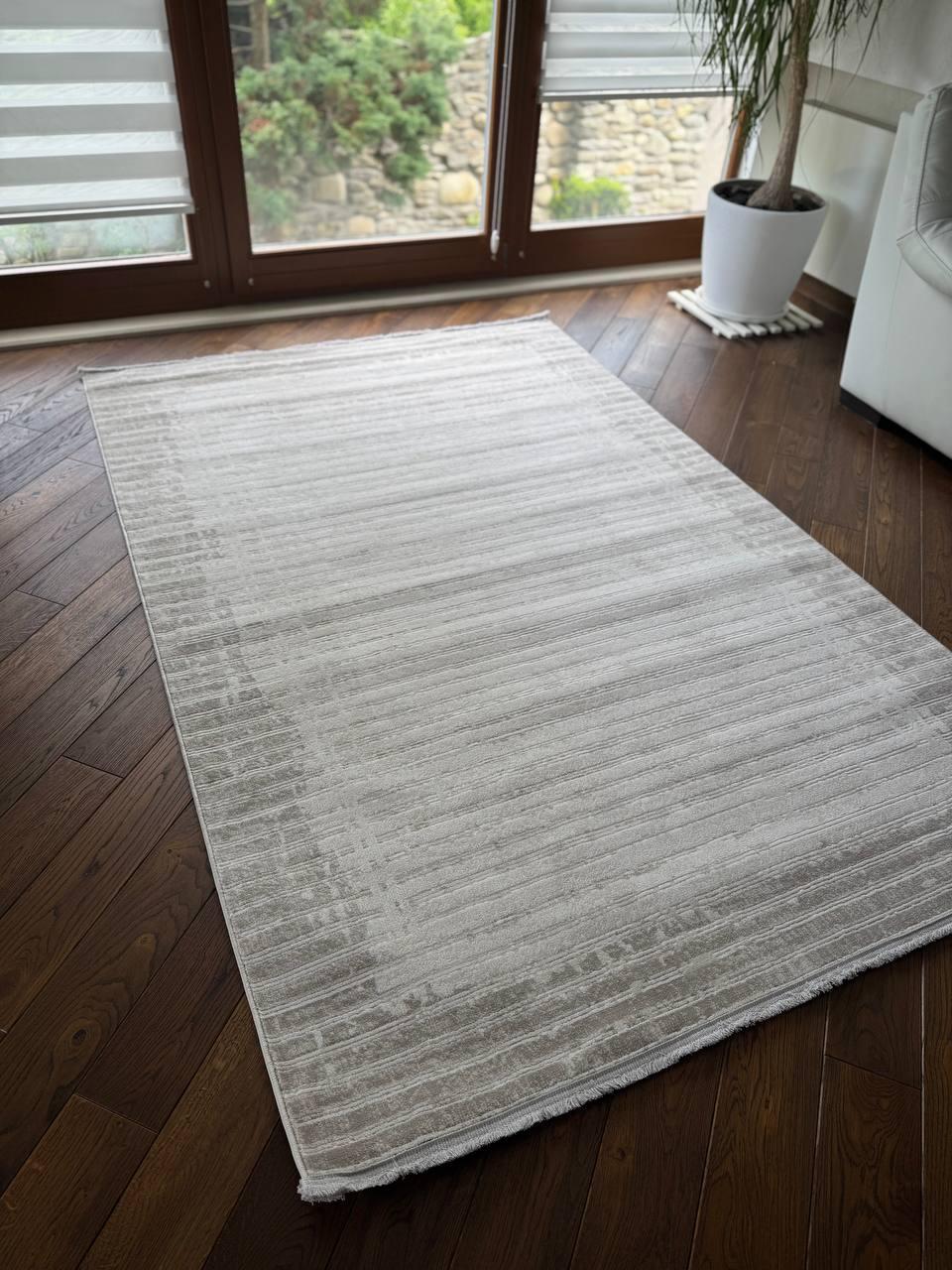 Ковер прямоугольный для гостиной Абстракция ворс 12 мм 160х230 см Светло-серый (X0755A)