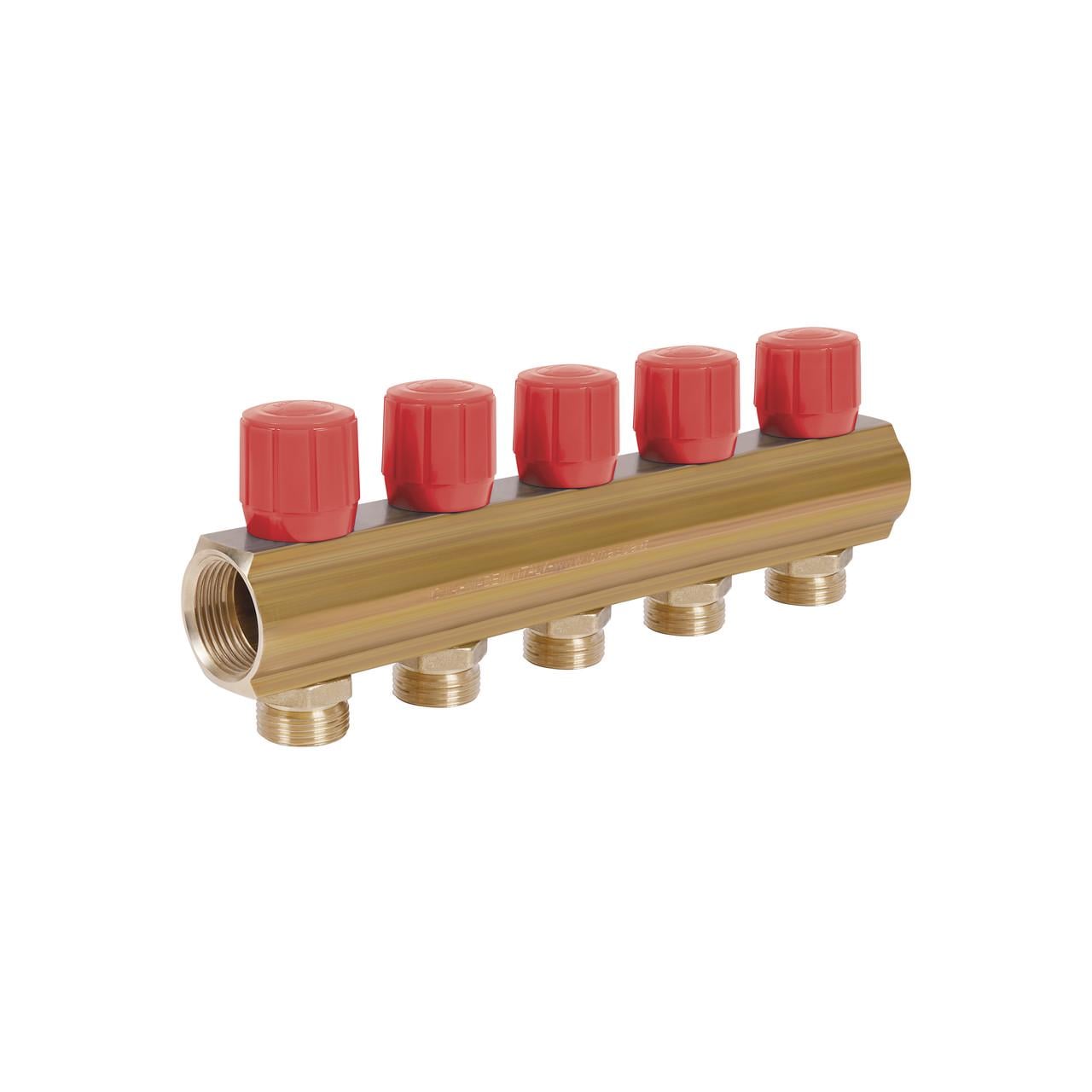 Коллектор ICMA №1105 с регулировочными вентилями 1" 5 выходов Red (2608668168)