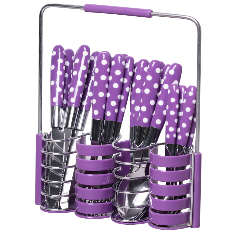 Набір столових приладів Kamille KM-5240 нержавіюча сталь 24 предмети Фіолетовий (NA002215)