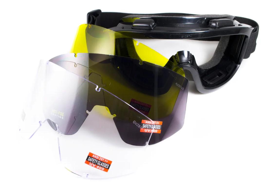 Окуляри захисні Global Vision Wind-Shield 3 lens KIT Anti-Fog із змінними лінзами - фото 8 Окуляри захисні Global Vision Wind-Shield 3 lens KIT Anti-Fog із змінними лінзами - фото 8