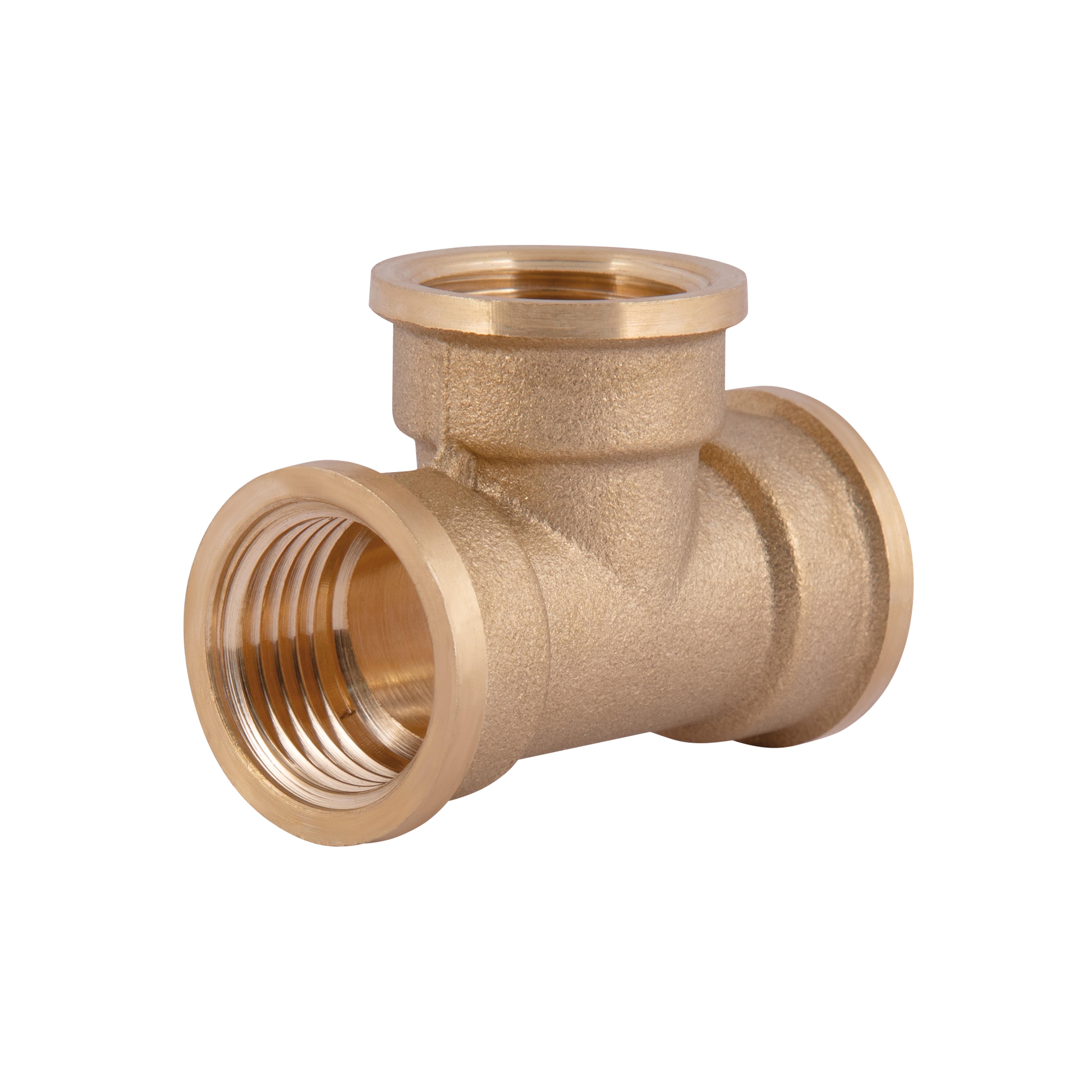 Тройник латунный Thermo Alliance Standart 1/2" ВВВ Желтый (SD41115)