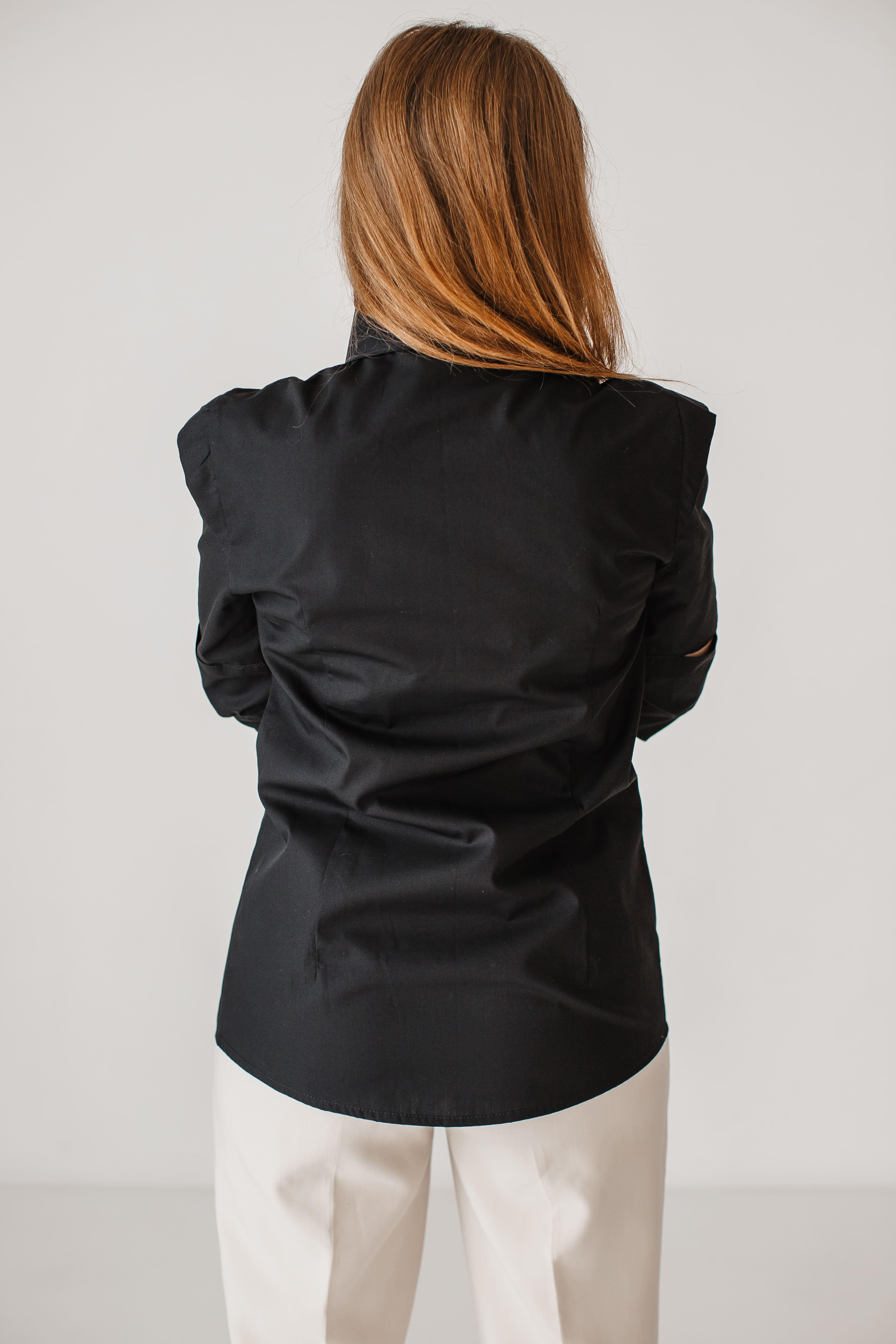 Сорочка жіноча приталена VSlatinina з розрізами на рукавах XL Чорний (01234567825) - фото 8