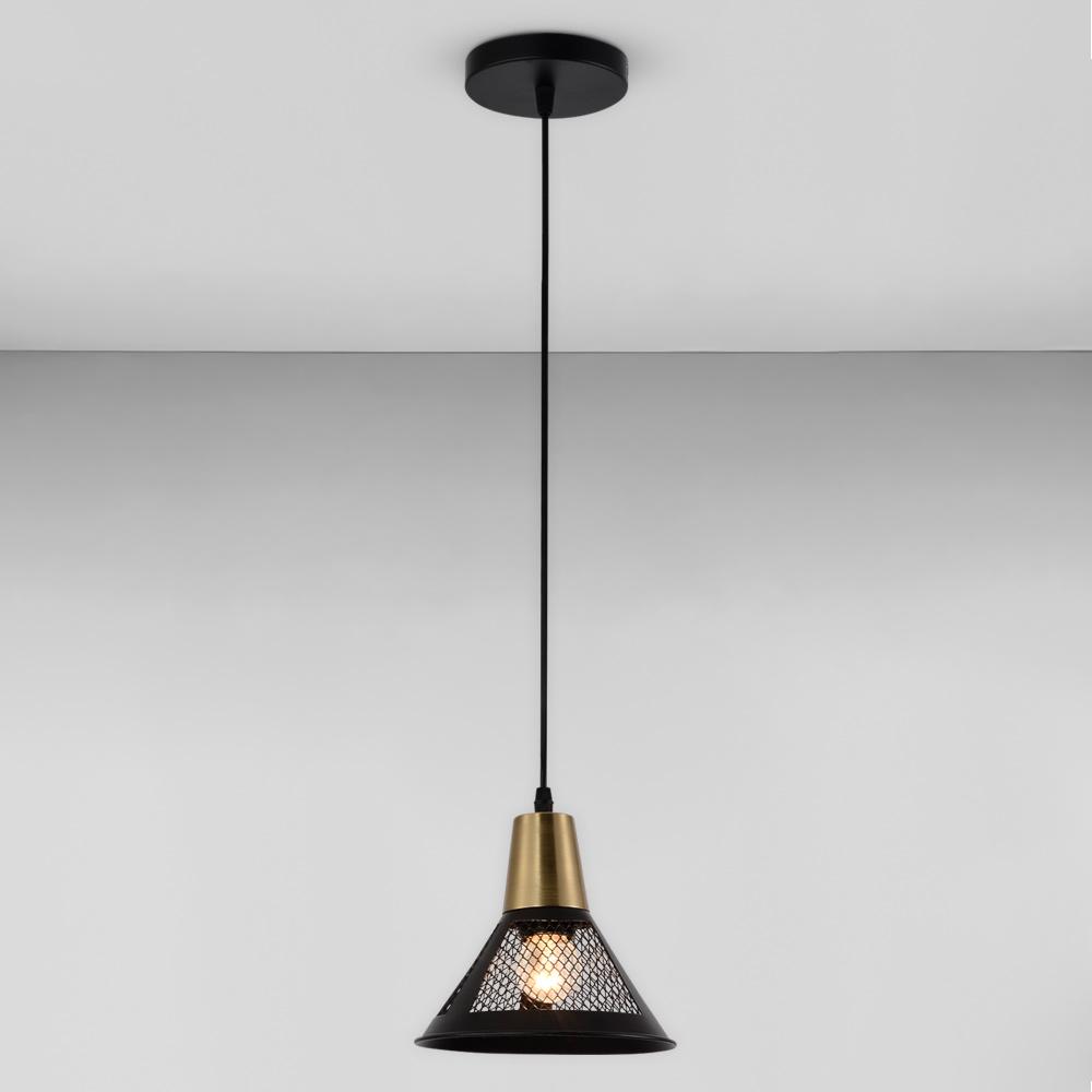 Люстра підвісна в стилі лофт Lighthouse SRS-19525/1 BK/COPPER Чорний/Мідний