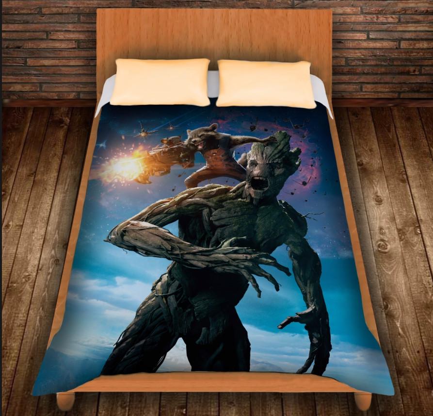 Плед с 3D принтом Стражи Галактики Грут и Ракета 150х200 см (epi_0222)