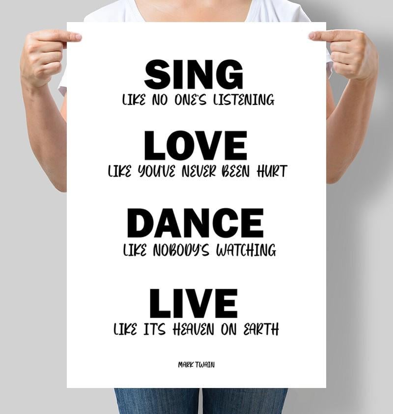 Постер мотивационный Sing Love Dance Live 30x42 см A3 без рамки (M077_A3)