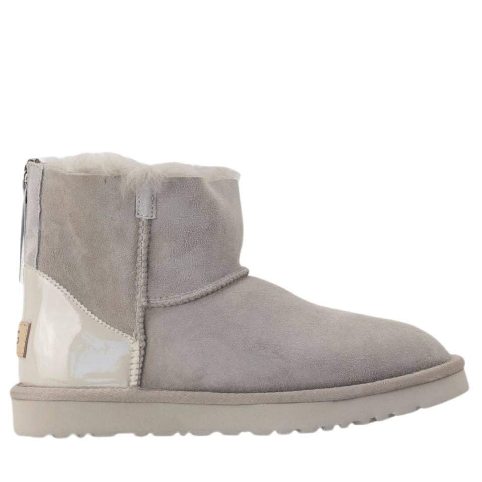 Уггі жіночі UGG Classic Mini Light Grey Zipper Suide р. 40 Сірий (13616)