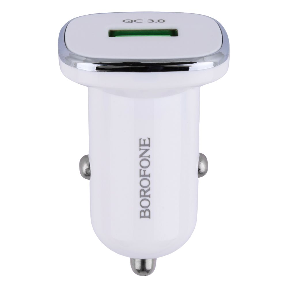 Зарядний пристрій в авто Borofone BZ12A QC 3.0 Білий (1602)
