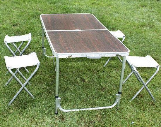 Стіл розкладний для пікніка Folding Table посилений з 4 стільцями 120х60х70 см - фото 2